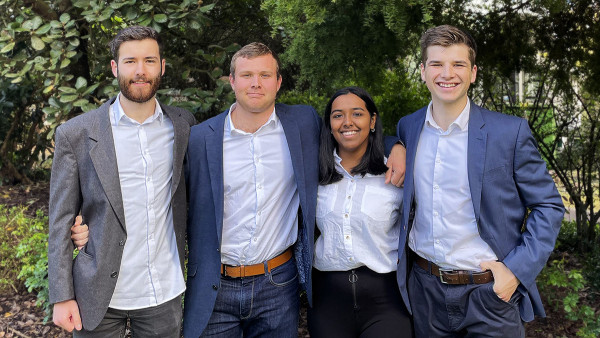Massey University team from L to R, Reuben Dods, Dylan Hall, Sre Lakshmi Gaythri Rathakrishna and George Hyauiason came in second place